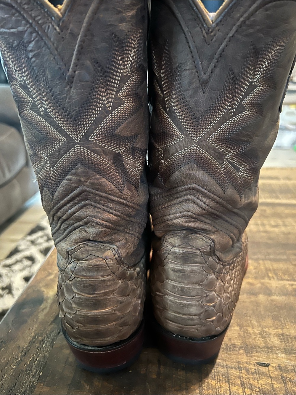 Tecovas Brown Exotic Python Leather Cowboy Boots Limited Edition.NO ORIGINAL BOX - Picture 4 of 4